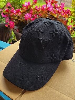 Louis Vuitton Black Denim Monogram Baseball Hat